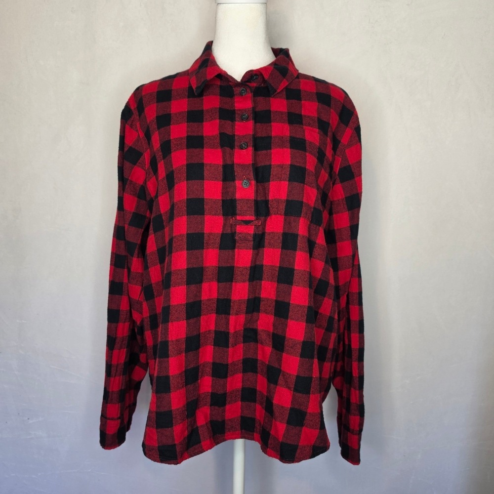 Madewell Flannel Popover Shirt Buffalo Check 100% Cotton Size XXL